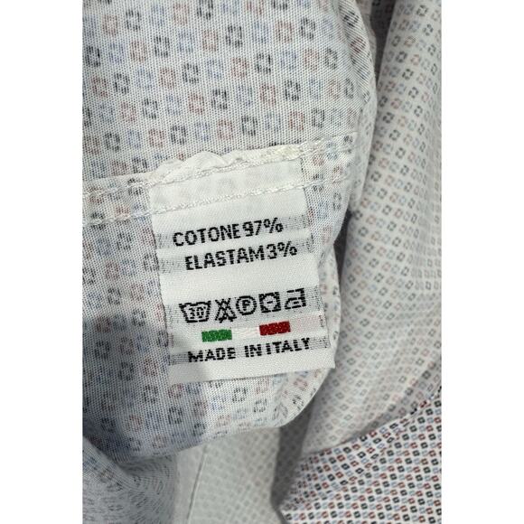 Umberto Carro Italy Positano Multicolor Geometric Print Casual Shirt Men 17/43 - Picture 13 of 15